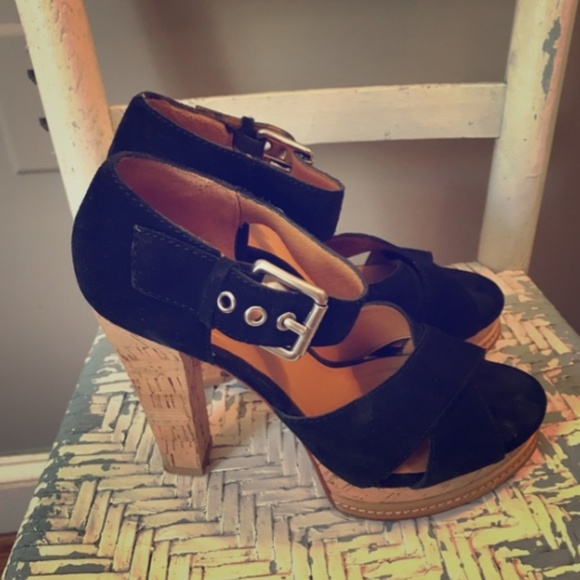 Michael Kors Suede and Cork Platform Sandals 9 - Picture 1 of 5